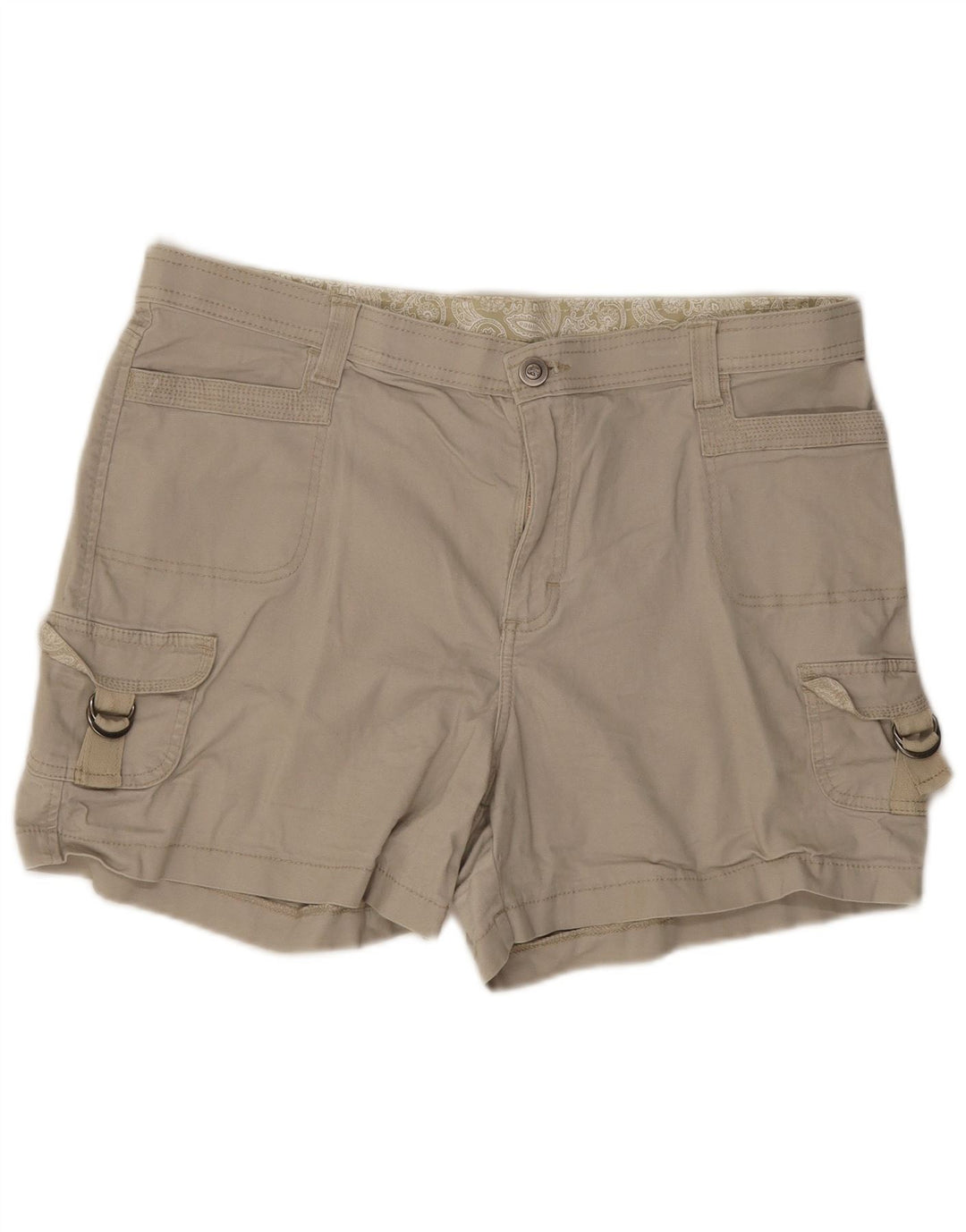 Shorts cargo feminino de cintura alta LEE US 18 2XL W38 algodão bege