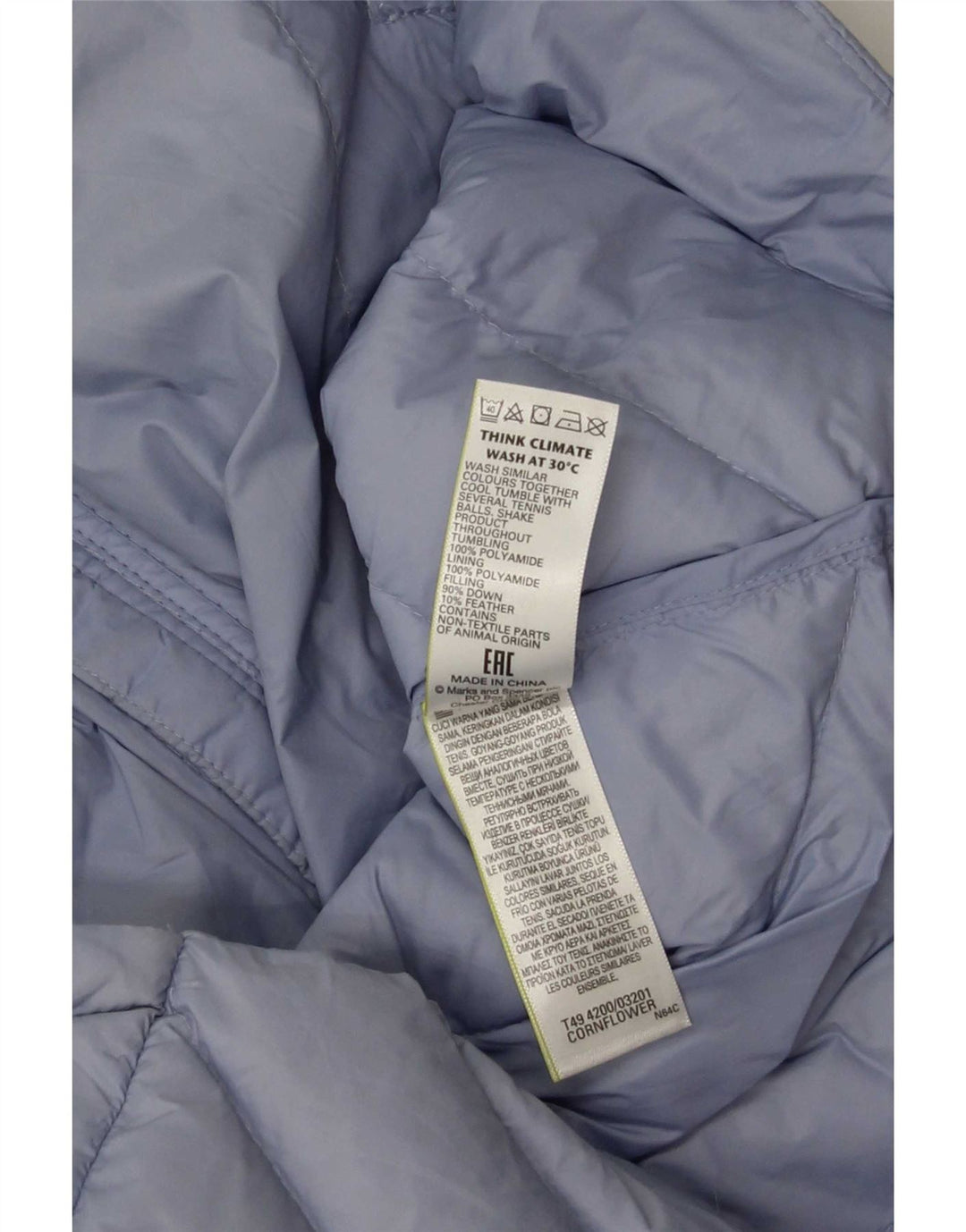Jaqueta acolchoada feminina Marks & Spencer UK 12 poliamida azul médio