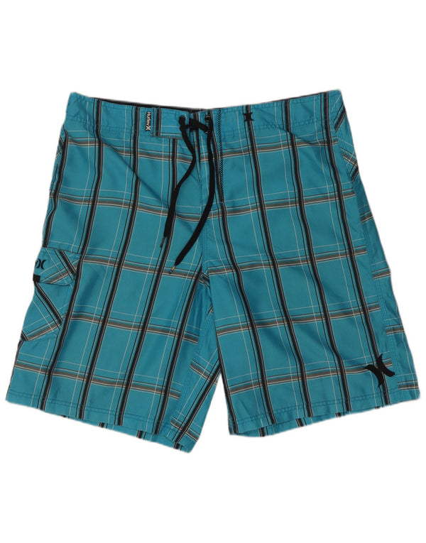 Shorts de natação masculino Hurley grande poliéster xadrez azul