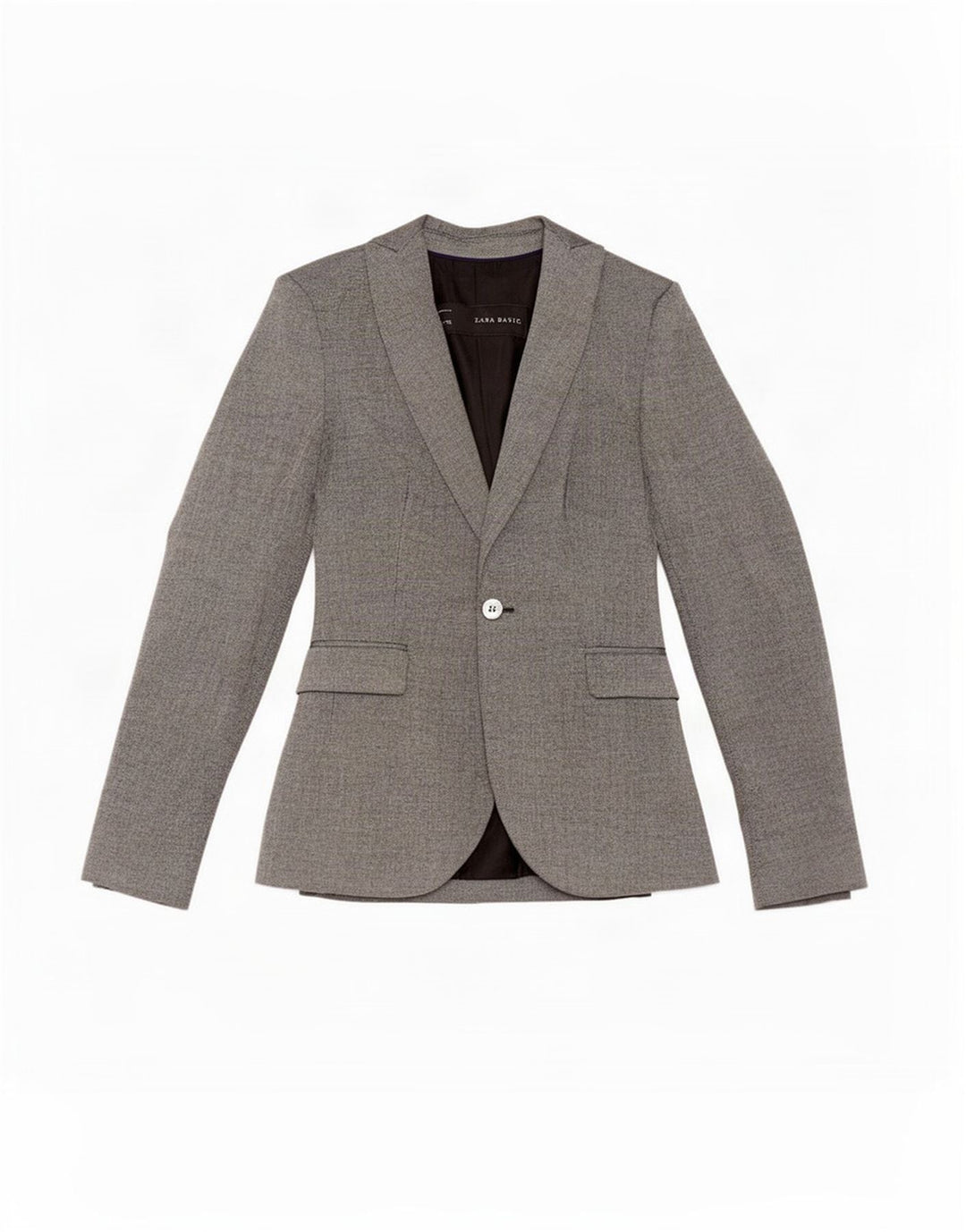Jaqueta blazer feminina Zara com 1 botão Reino Unido 6 XS cinza poliéster