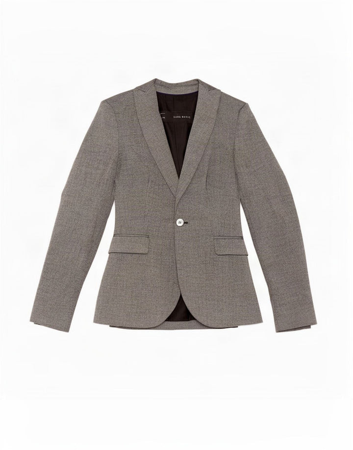 Jaqueta blazer feminina Zara com 1 botão Reino Unido 6 XS cinza poliéster