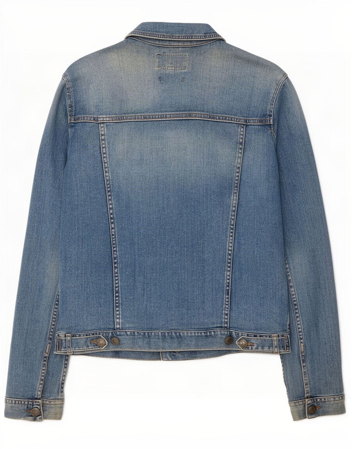 Jaqueta jeans feminina Fat Face UK 12 algodão azul médio