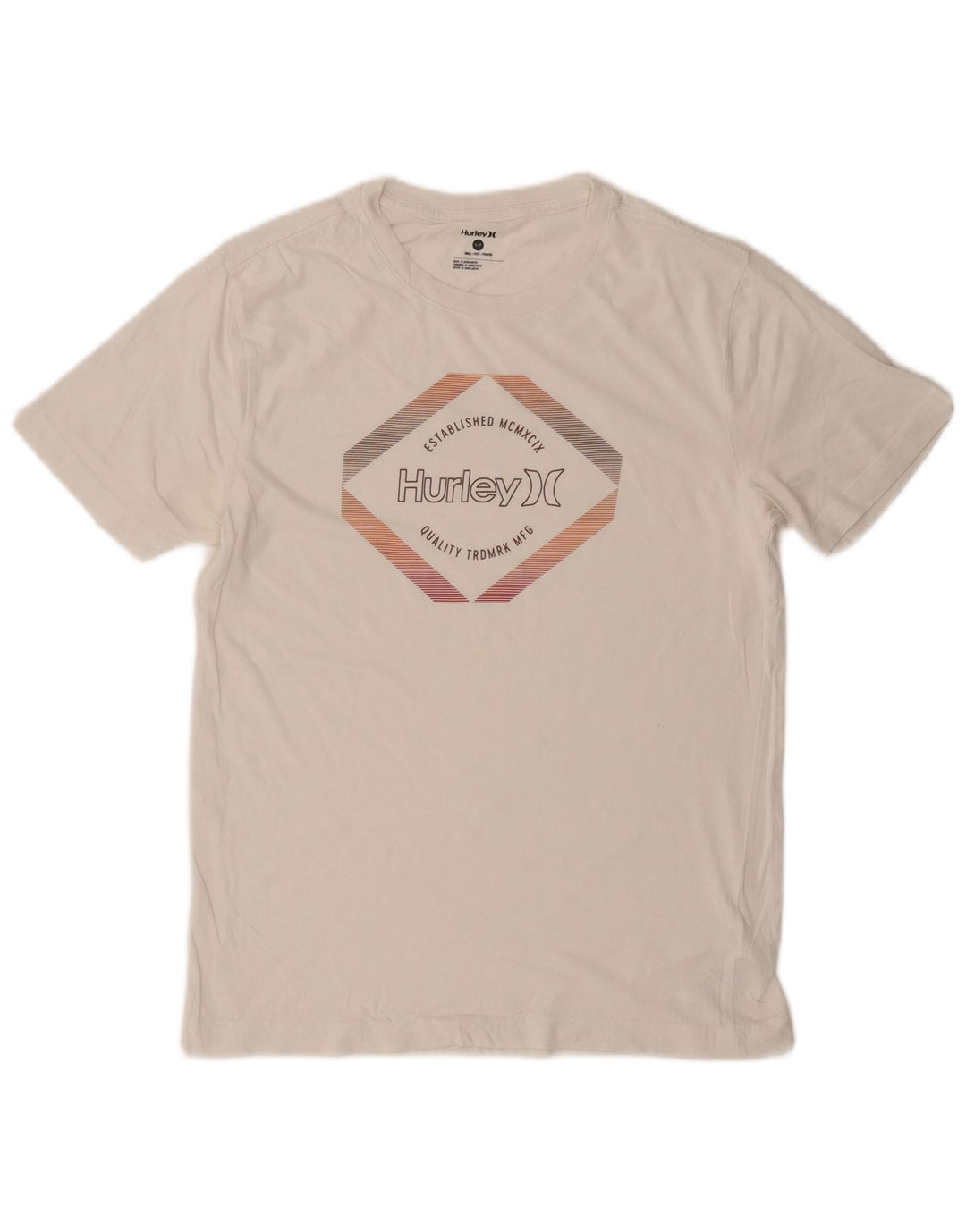 Hurley Camiseta masculina gráfica top pequeno algodão branco
