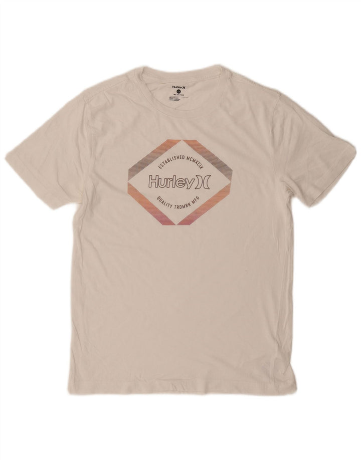 Hurley Camiseta masculina gráfica top pequeno algodão branco