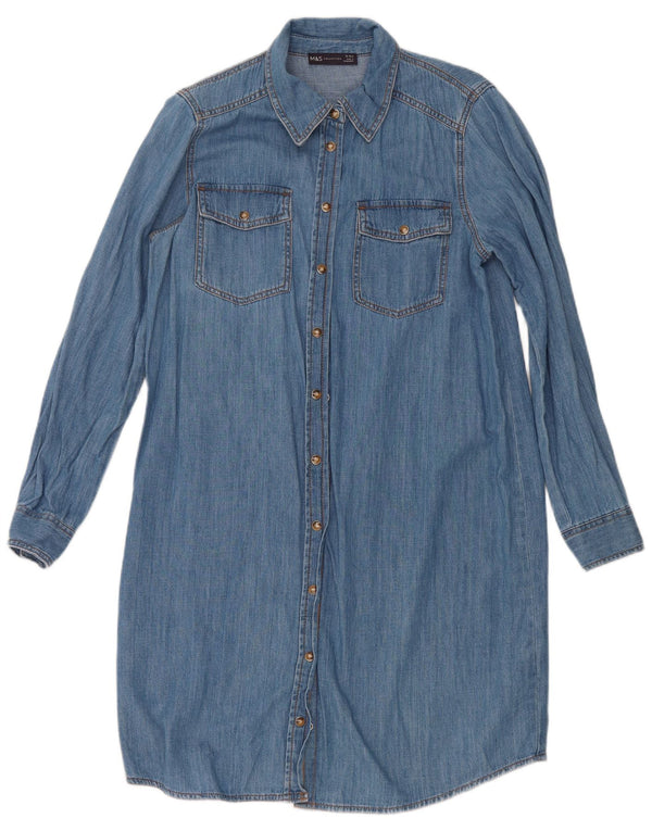 Vestido camisa jeans feminino Marks & Spencer Reino Unido 12 algodão azul médio