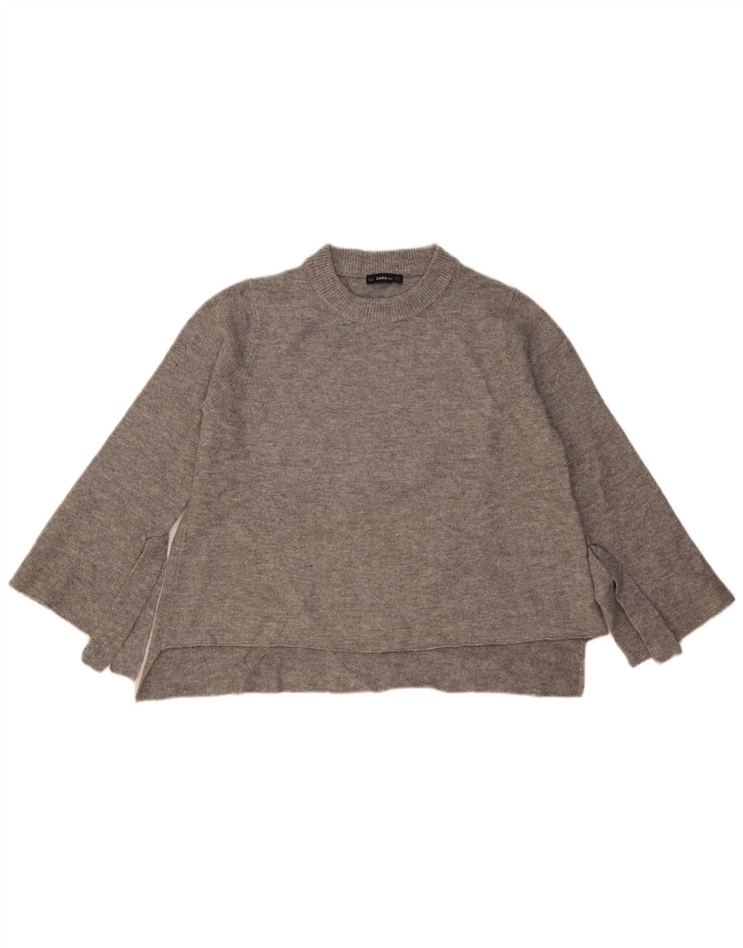 Zara Suéter feminino oversized com gola redonda Reino Unido 14 cinza médio manchado
