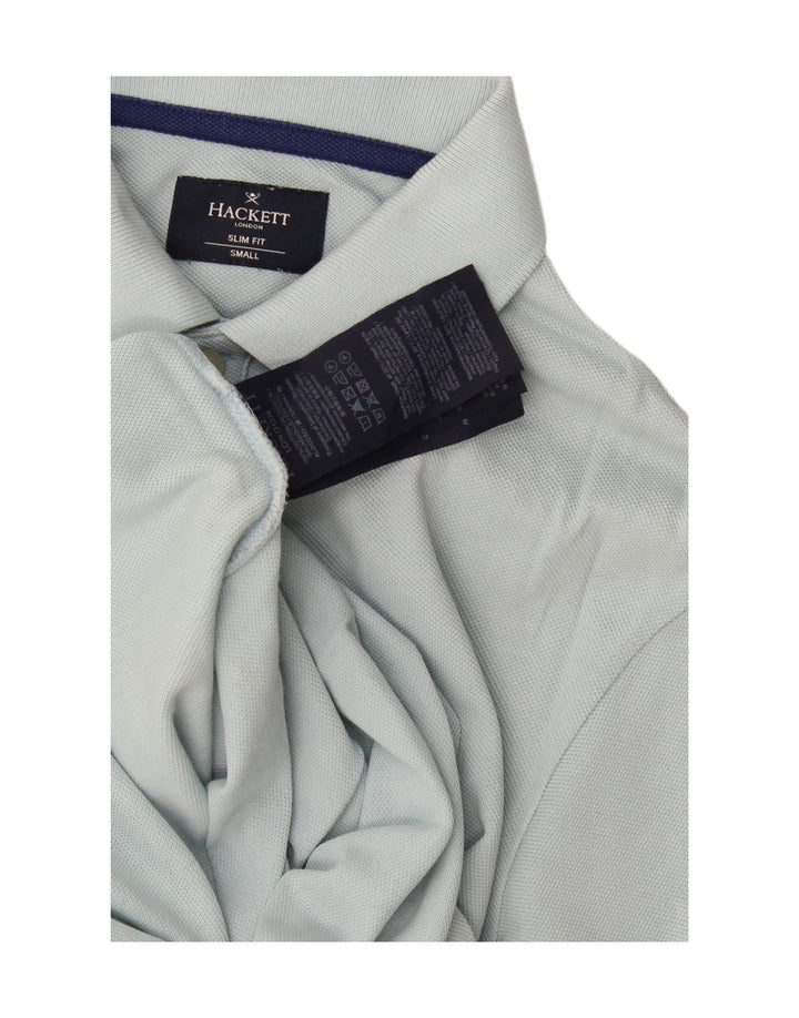 Camisa polo masculina Hackett Slim Fit pequena azul algodão