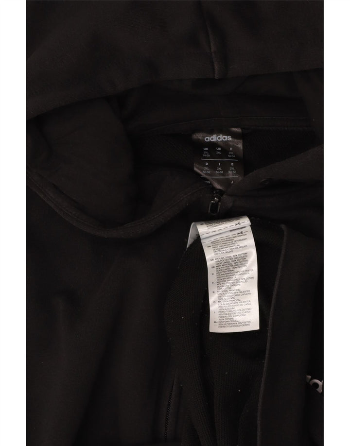 ADIDAS Suéter feminino com capuz e zíper oversized UK 24/26 2XL algodão preto