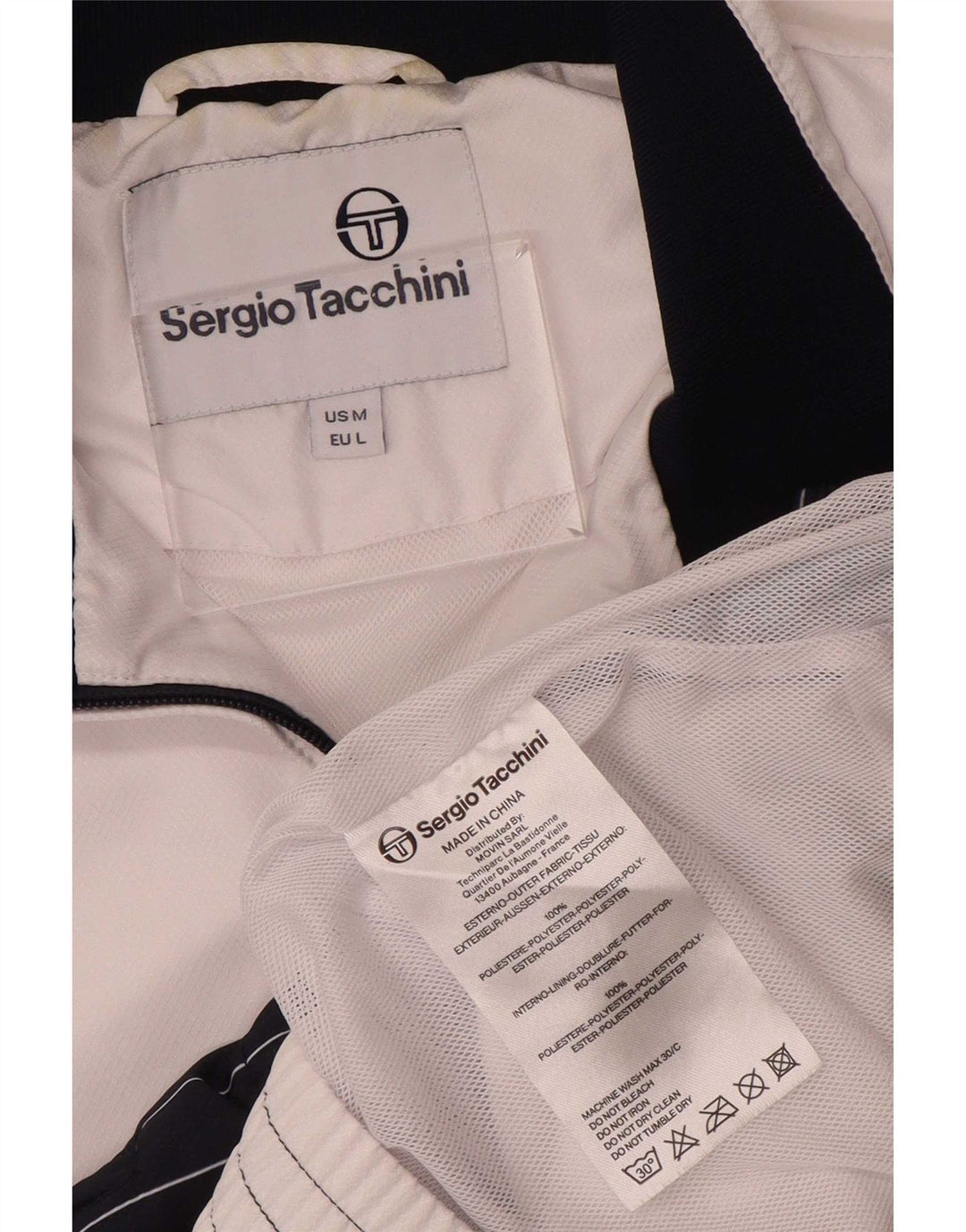 Sergio Tacchini Jaqueta masculina de agasalho médio branco colorblock