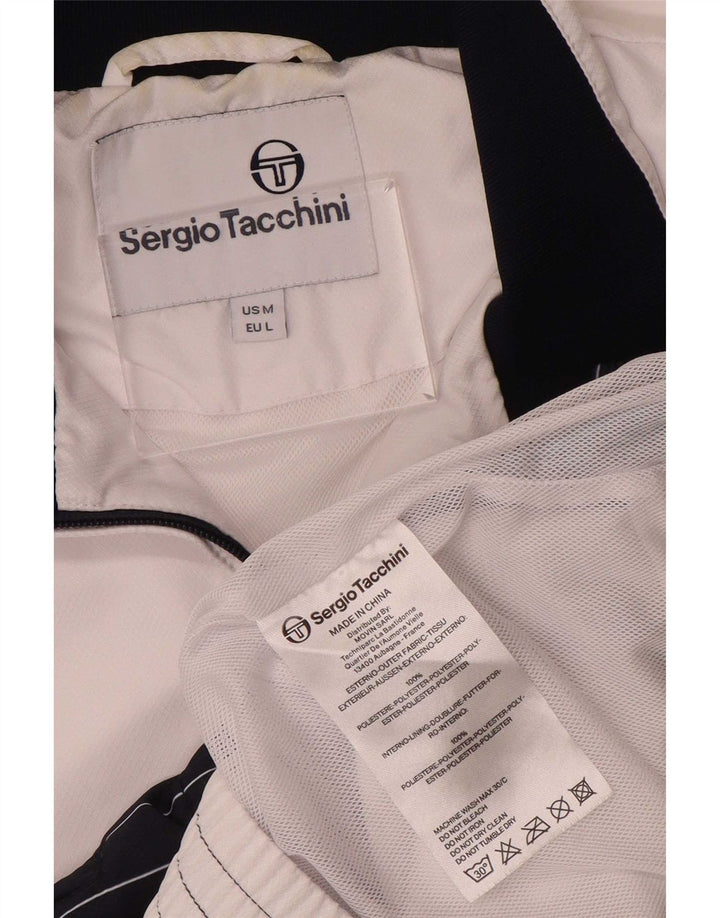 Sergio Tacchini Jaqueta masculina de agasalho médio branco colorblock