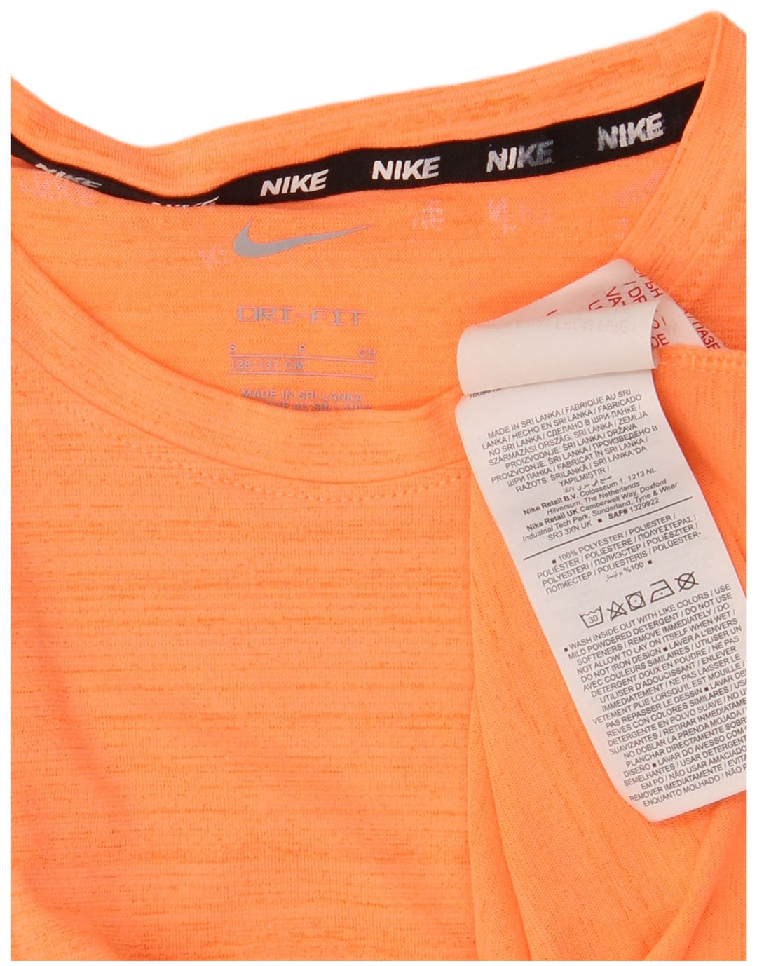 Camiseta Nike Boys Dri Fit Top 8-9 Anos Pequeno Poliéster Listrado Laranja