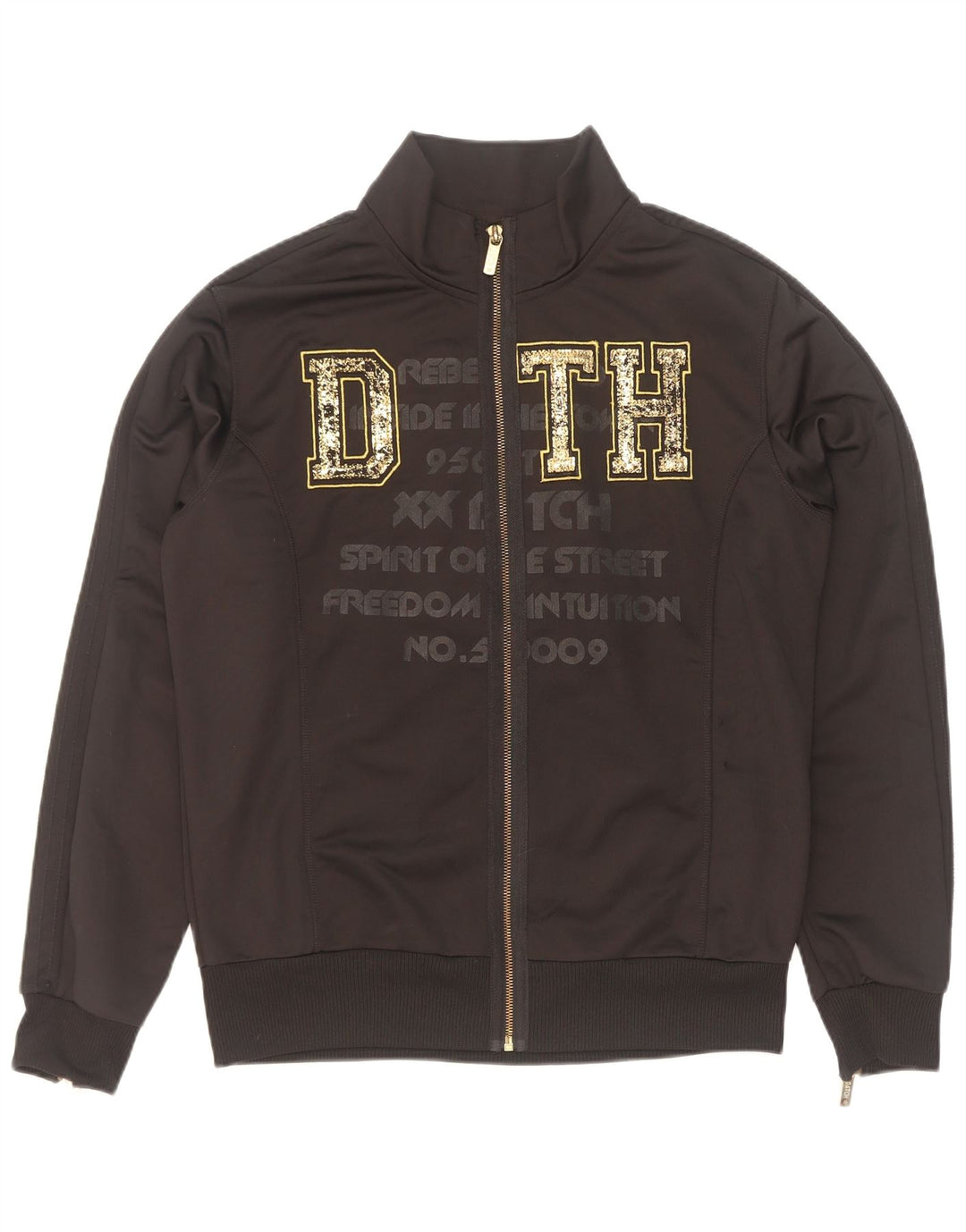 Datch Mens Graphic Tracksuit Top Jaqueta Grande Poliéster Preto