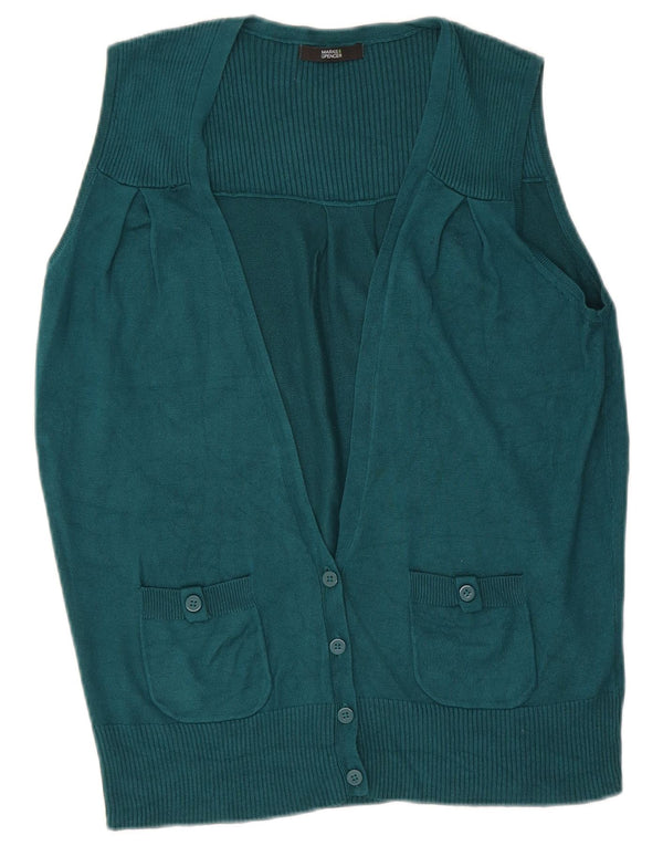 Suéter cardigã feminino sem mangas Marks & Spencer Reino Unido 12 verde médio