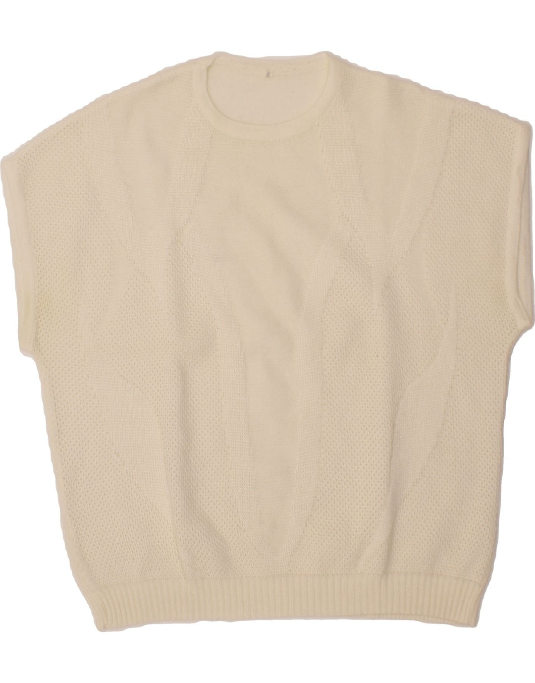 VINTAGE Womens Sleeveless Crew Neck Jumper Sweater IT 48/50 XL Off White Vintage Vintage and Second-Hand Vintage from Messina Hembry 