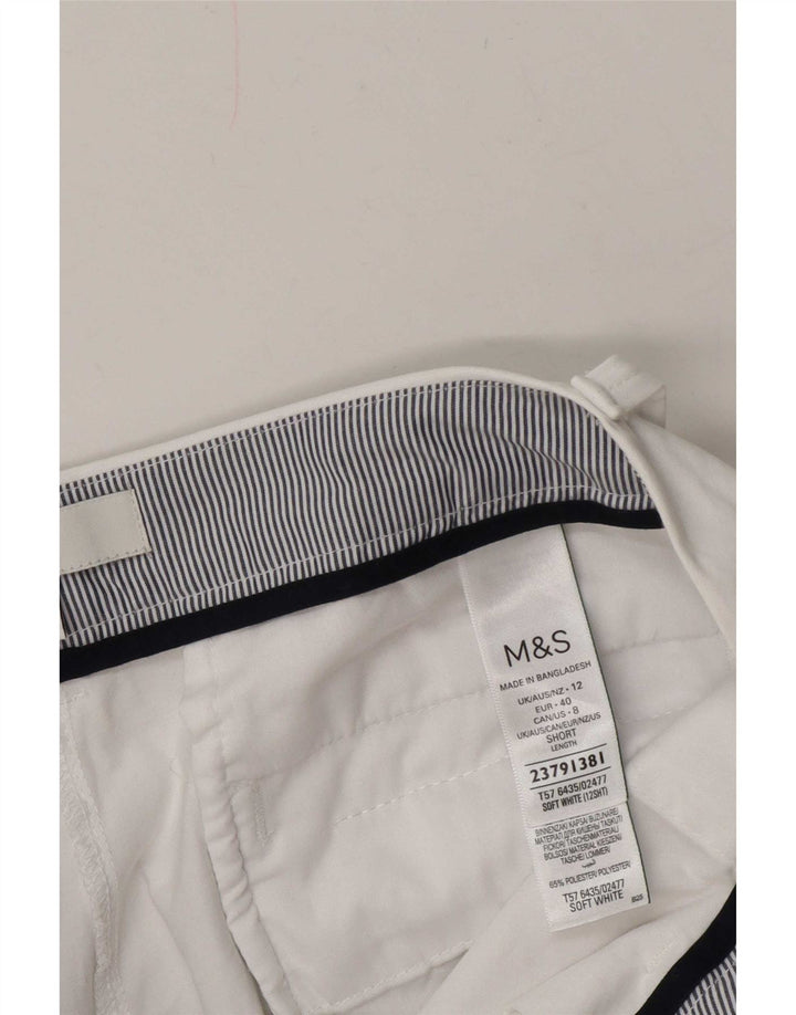 Calça chino reta feminina Marks & Spencer Reino Unido 12 médio W30 L28 branco