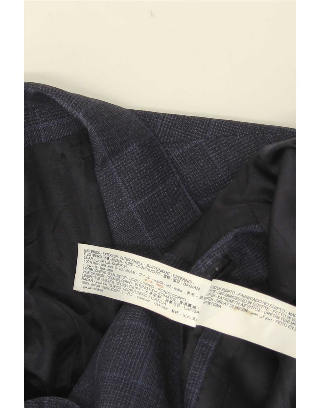 Jaqueta Blazer Masculina Massimo Dutti com 2 Botões EU 40 Lã Xadrez Azul Marinho Médio