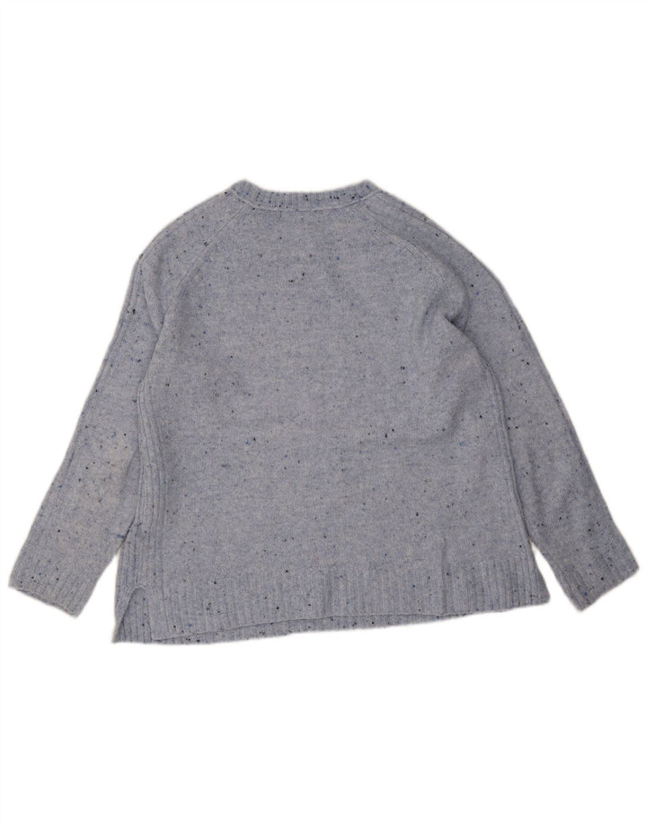 Suéter feminino Marks & Spencer com gola canoa Reino Unido 14 médio azul manchado