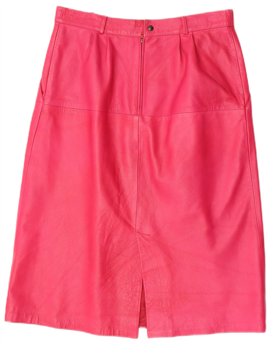 Saia de couro feminina vintage W30 couro rosa médio