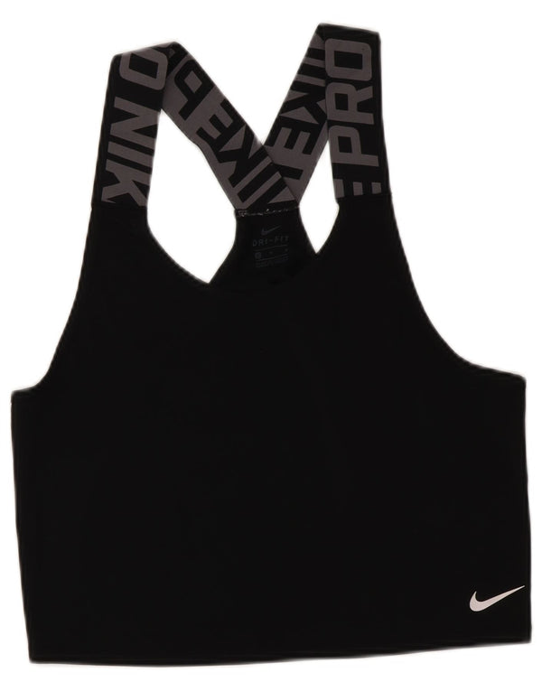 Sutiã esportivo Nike feminino Dri Fit com colete gráfico UK 14 médio preto poliéster