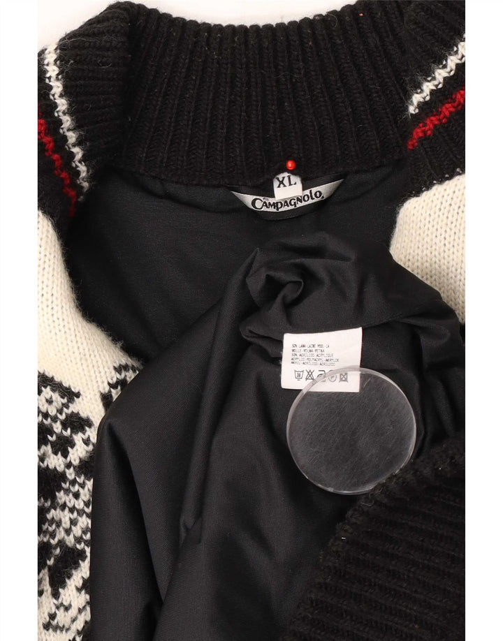 Suéter masculino Campagnolo com zíper e gola XL multicolorido de lã Fair Isle