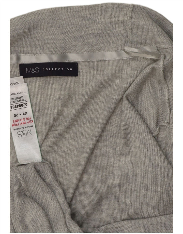 Suéter cardigã feminino aberto MARKS & SPENCER Reino Unido 20 2XL cinza manchado