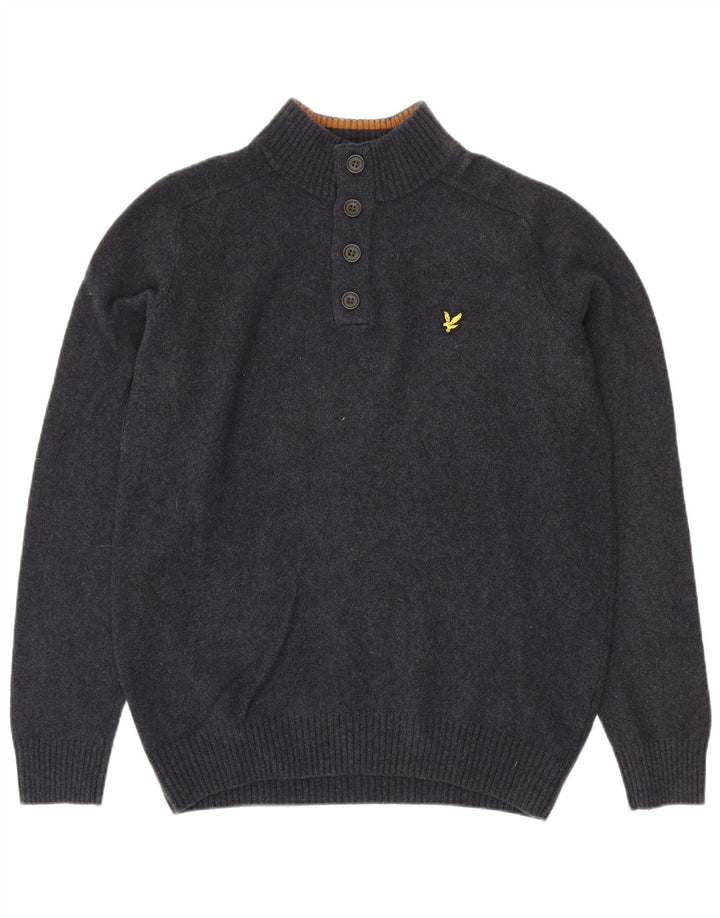 Lyle & Scott Suéter masculino com gola redonda e grande lã de carneiro azul marinho