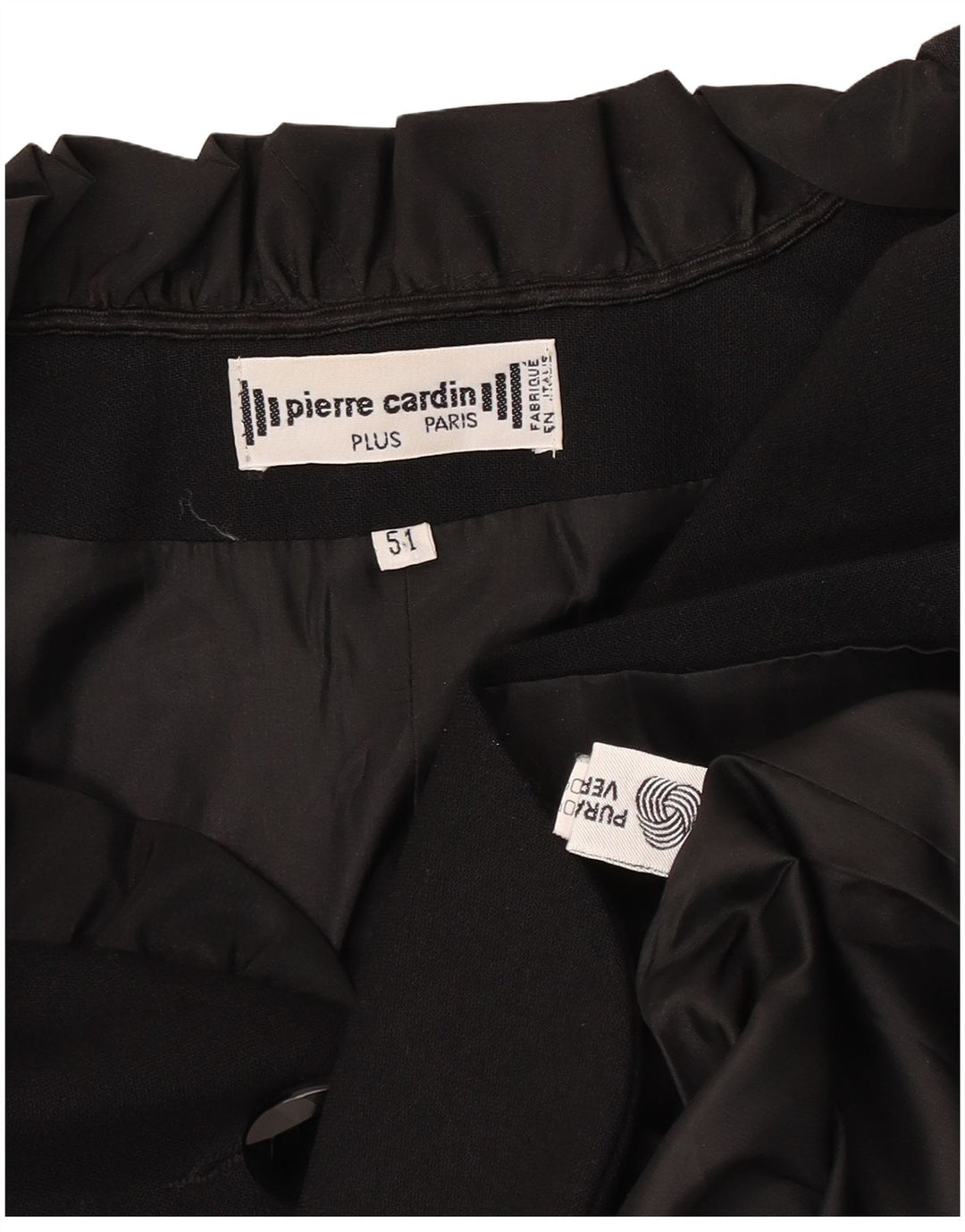 Jaqueta blazer feminina Pierre Cardin com 3 botões IT 51 XL lã virgem preta