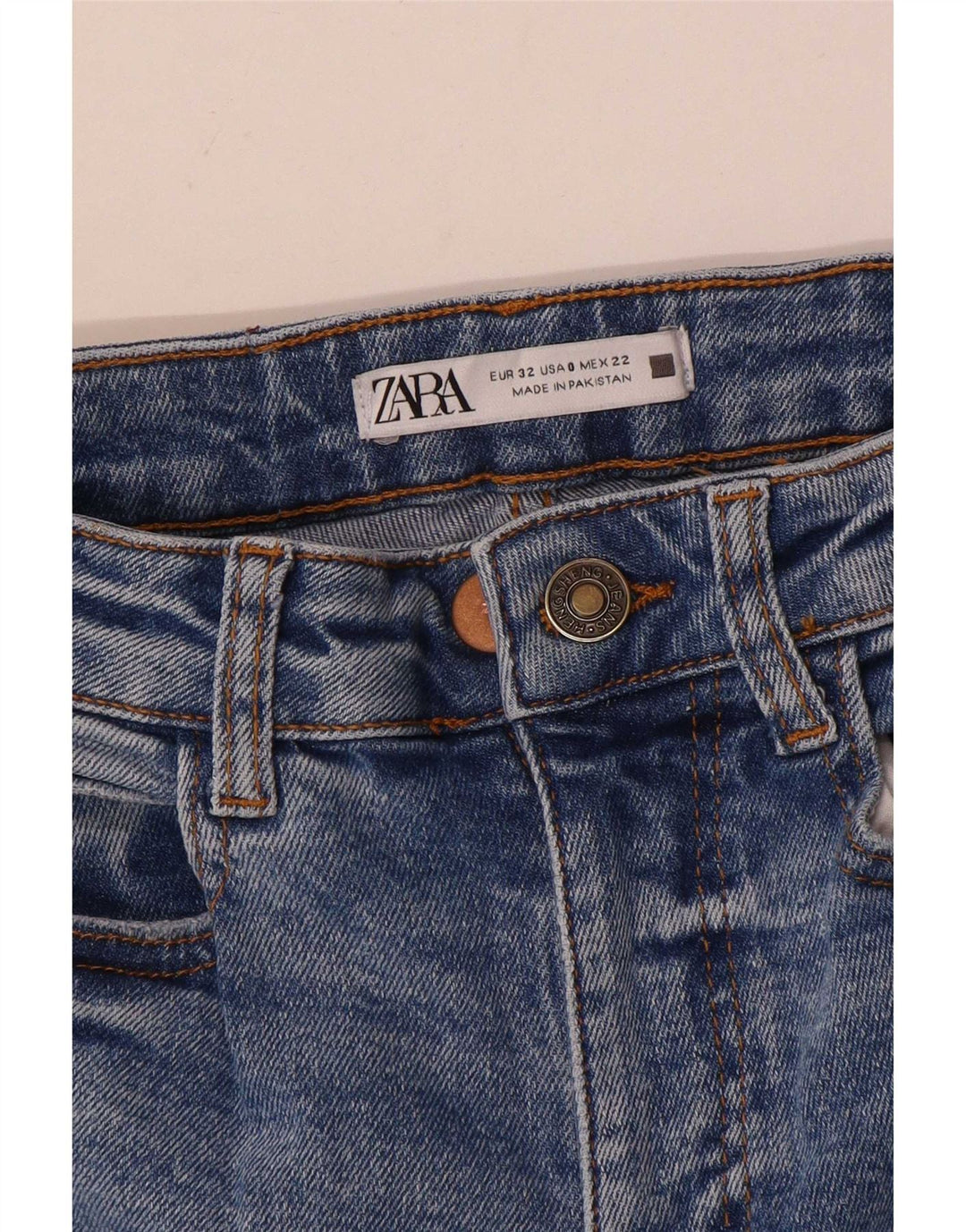 Zara Calça jeans feminina larga EU 32 2XS W22 L34 Azul