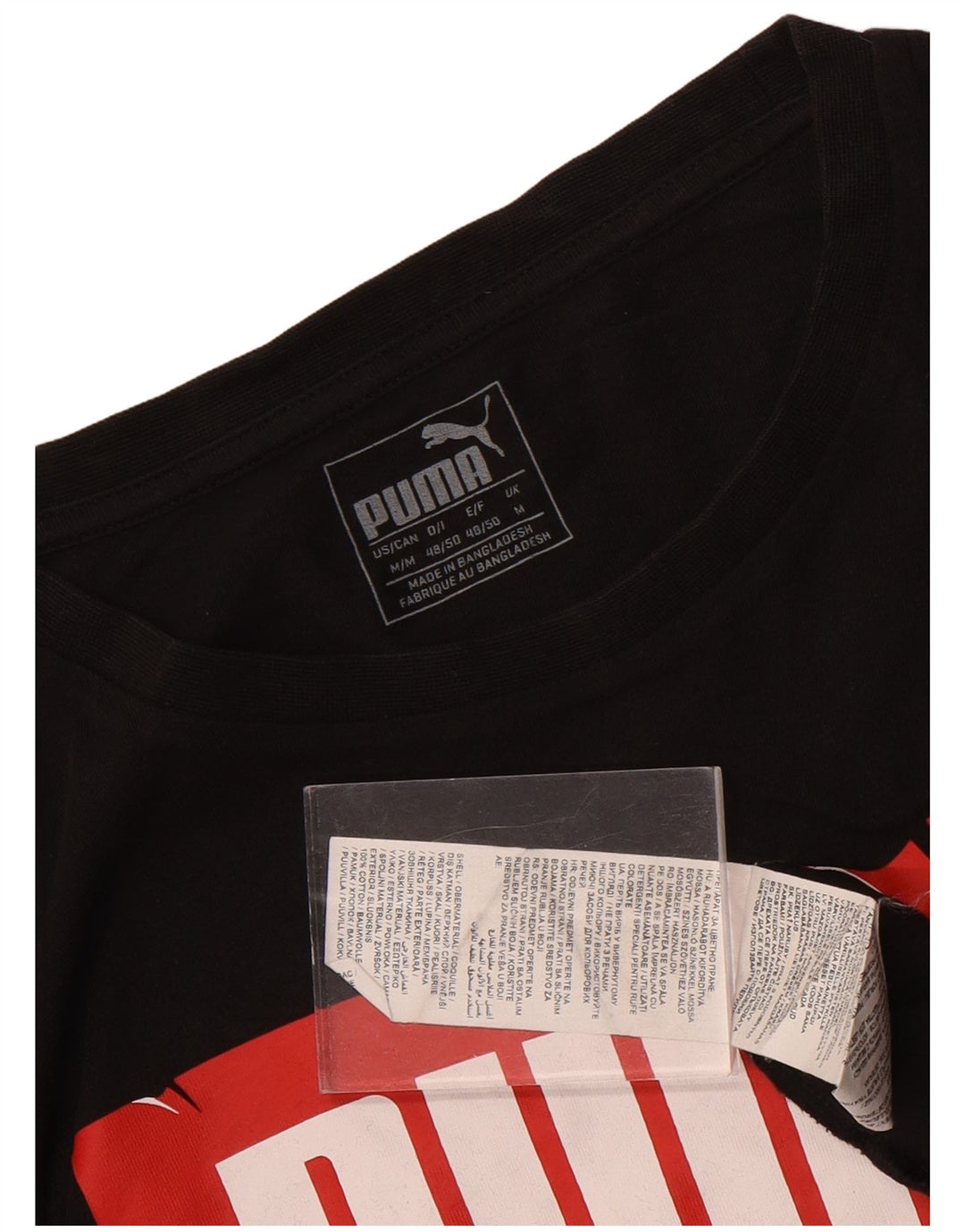 Puma Mens Graphic T-Shirt Top Médio Algodão Preto