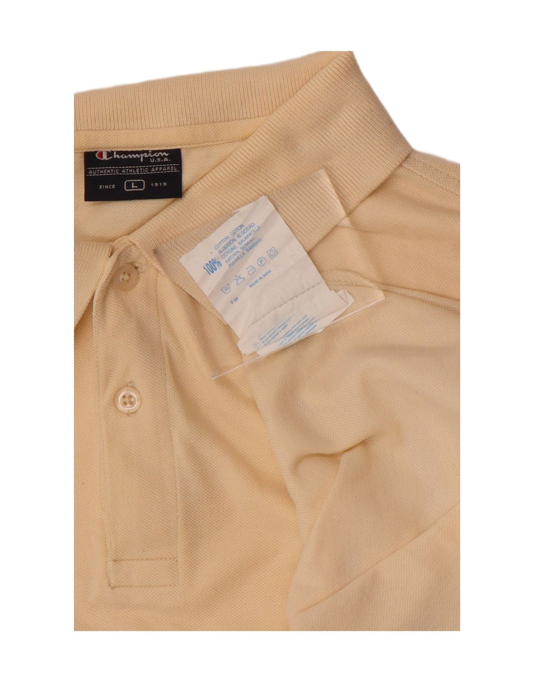 Camisa polo masculina de manga comprida CHAMPION grande algodão bege