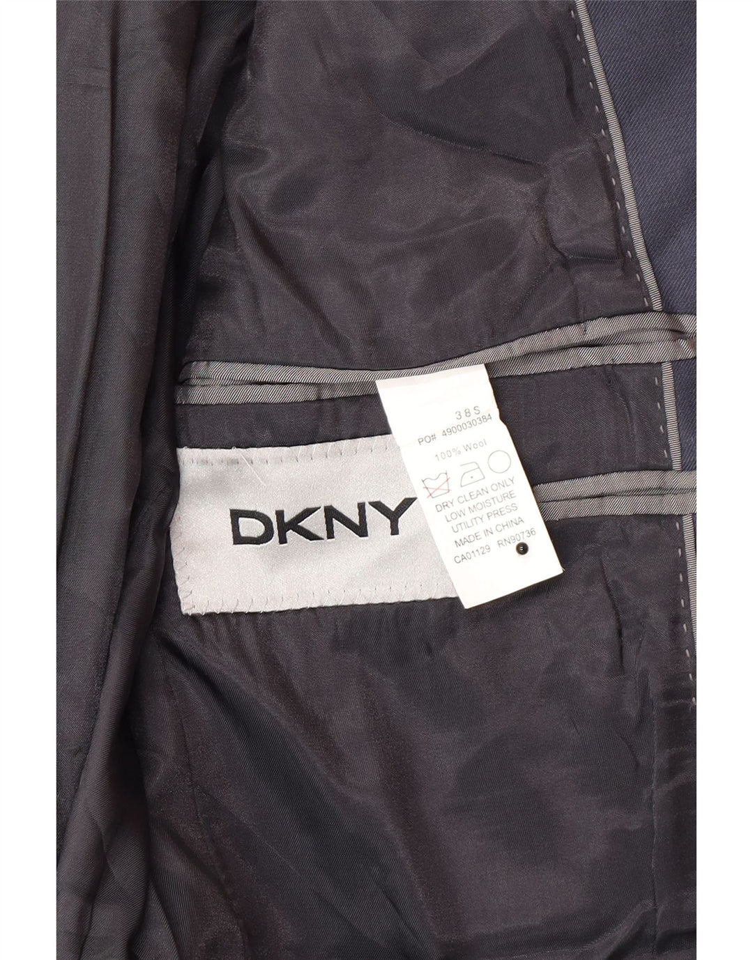 Jaqueta blazer masculina Dkny com 2 botões Reino Unido 38 lã azul marinho médio