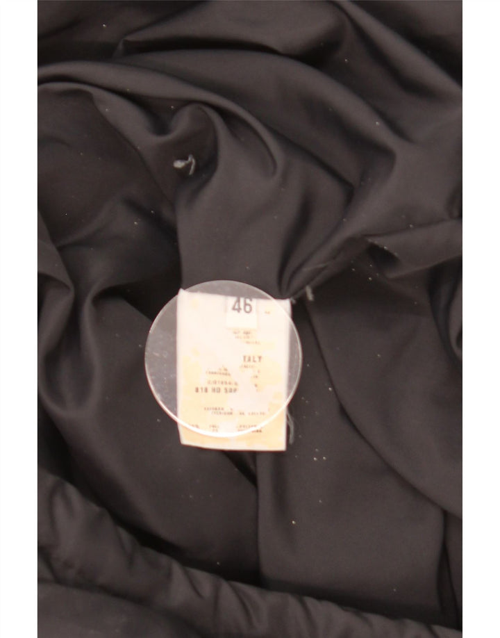 Casaco acolchoado com capuz feminino vintage IT 46 grande poliamida preta
