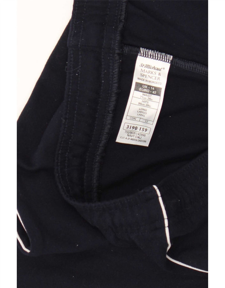 Calça de treino feminina Marks & Spencer UK 14 grande azul marinho poliamida