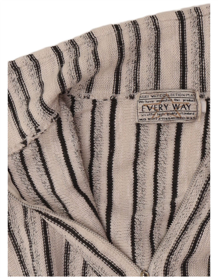 Suéter masculino vintage com gola polo e listrado branco médio