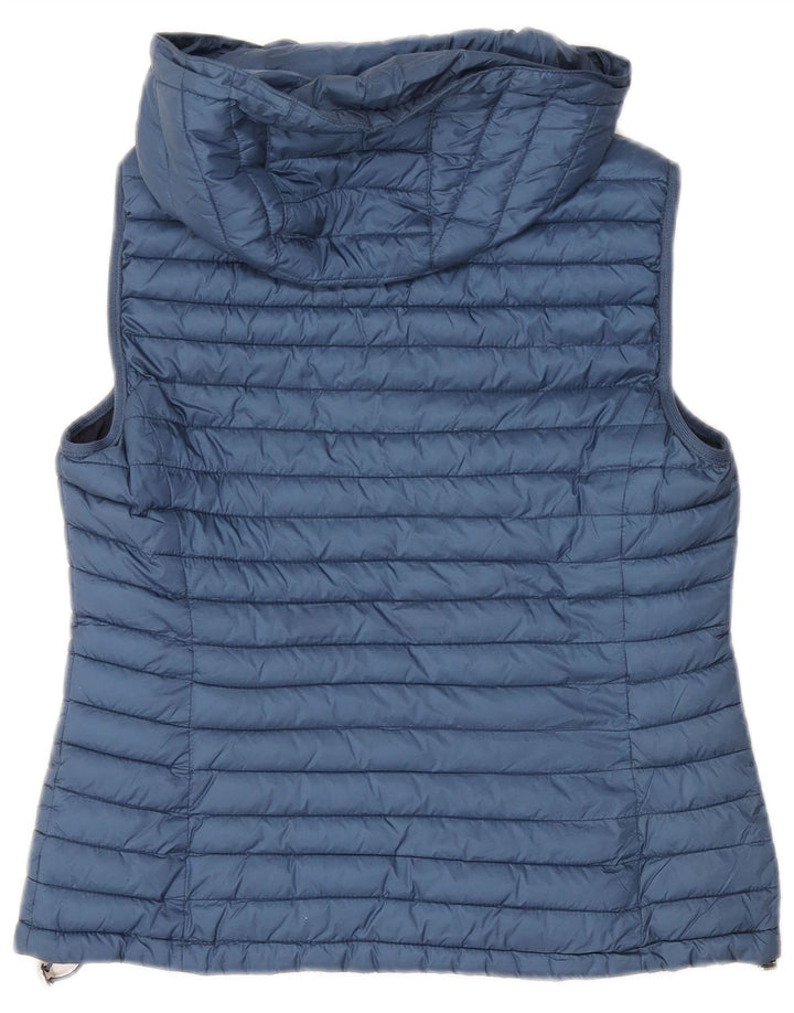 Colete acolchoado com capuz feminino Massimo Dutti UK 12 poliéster azul médio