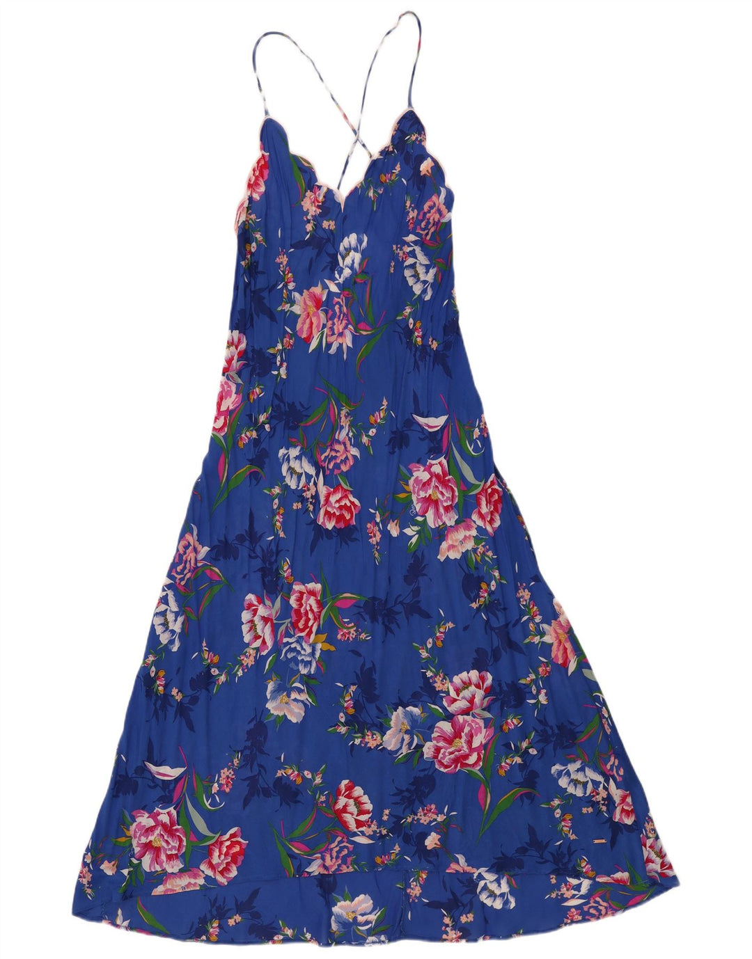 Vestido de verão feminino Marks & Spencer Autograph UK 12 médio azul floral