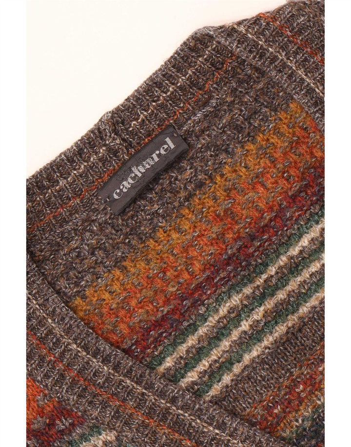 Suéter Cacharel Masculino Cardigan XL Marrom Geométrico