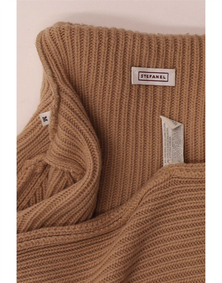 Suéter feminino Stefanel com gola redonda e lã marrom médio UK 12