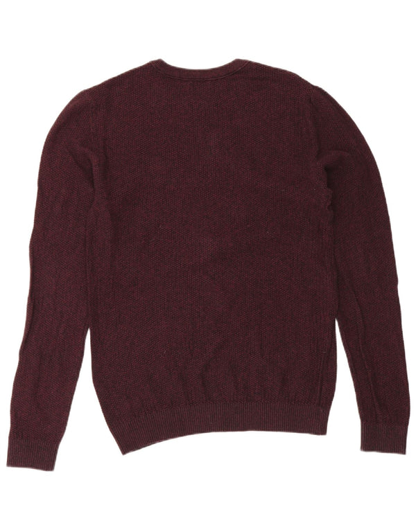 Suéter masculino Jack & Jones com gola redonda, algodão manchado médio vinho