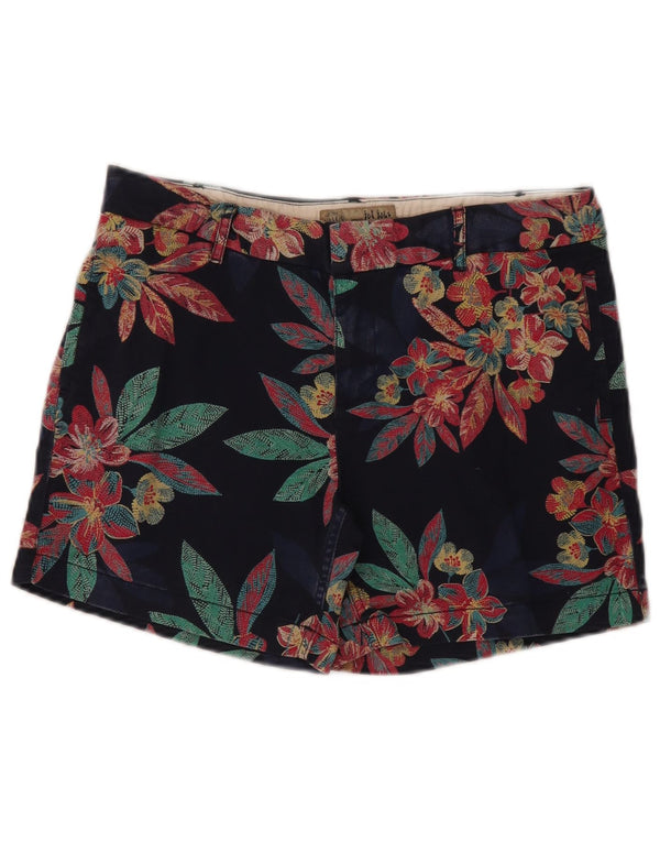 Shorts chino feminino Fat Face UK 12 médio W32 algodão floral azul marinho