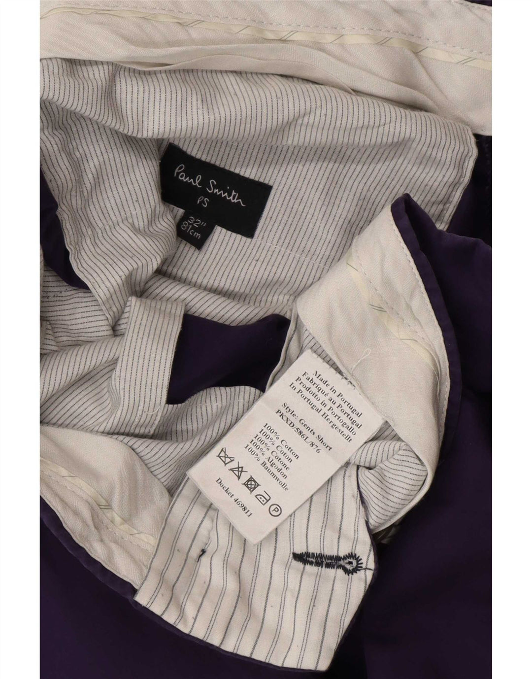 Paul Smith Mens Chino Shorts W32 Médio Roxo Algodão
