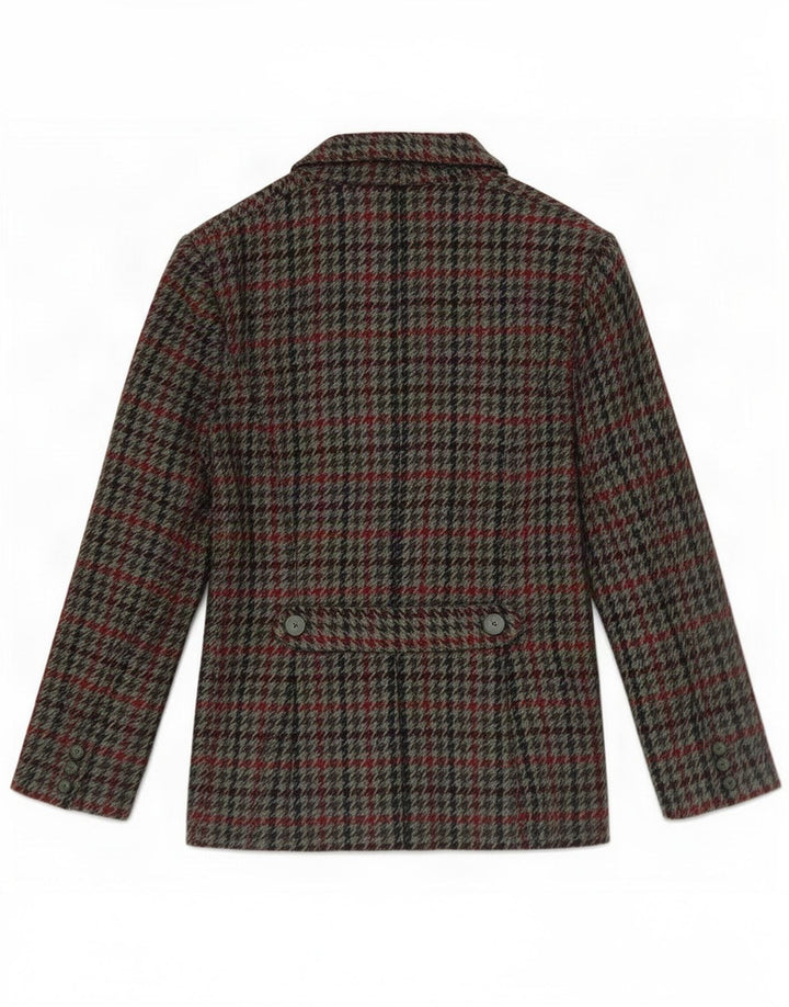 Jaqueta Blazer Feminina Vintage Reino Unido 12 Houndstooth Médio Multicolorido