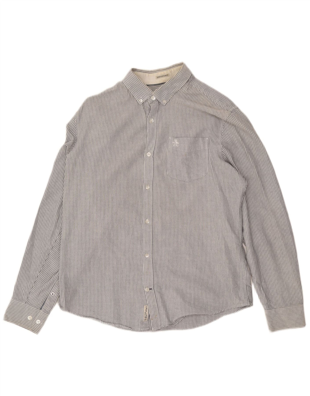Camisa masculina Penguin Heritage Slim Fit grande listra cinza