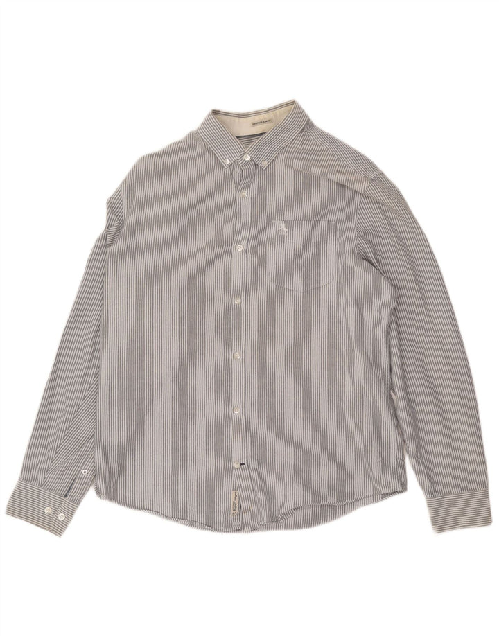 Camisa masculina Penguin Heritage Slim Fit grande listra cinza