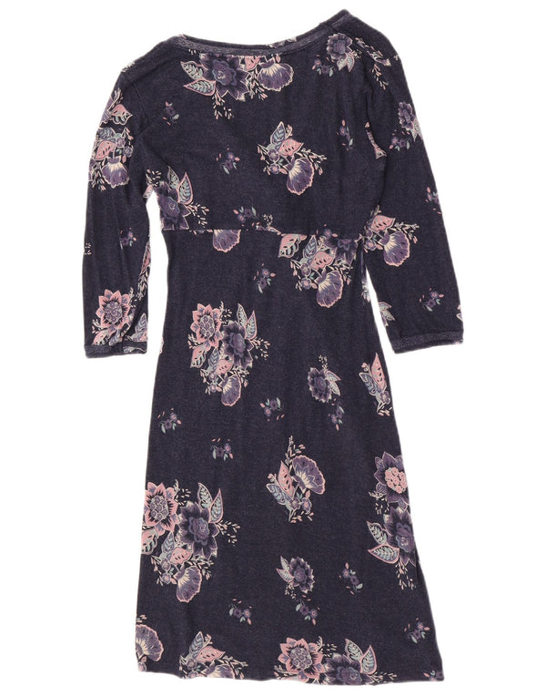 Vestido feminino Fat Face UK 8 pequeno azul marinho floral viscose