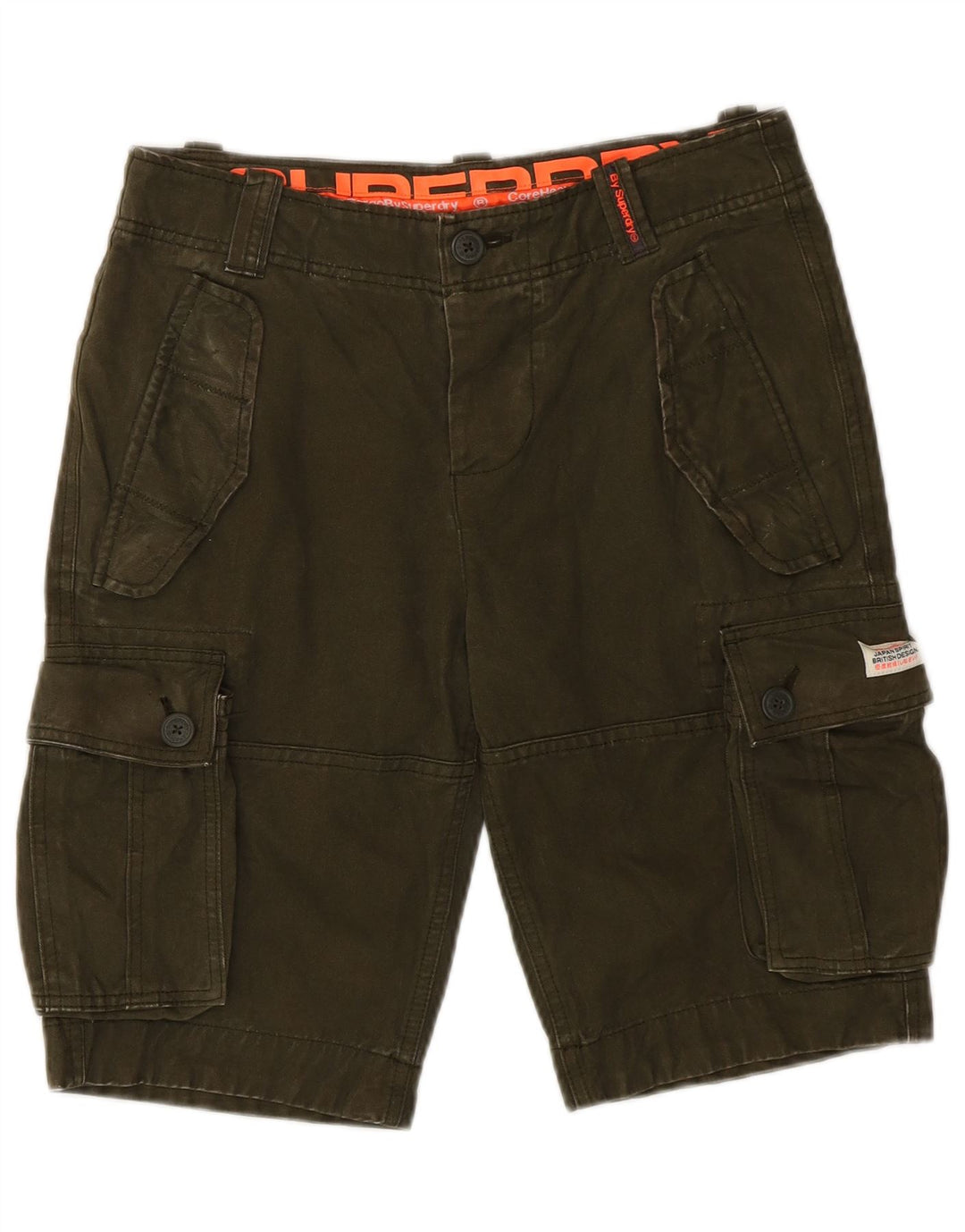 Shorts cargo masculino Superdry pequeno W29 algodão cáqui