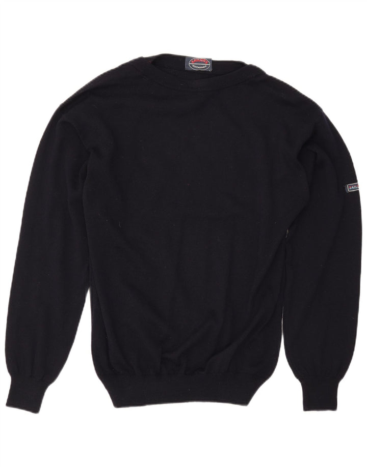 Suéter masculino VINTAGE com gola canoa médio azul marinho