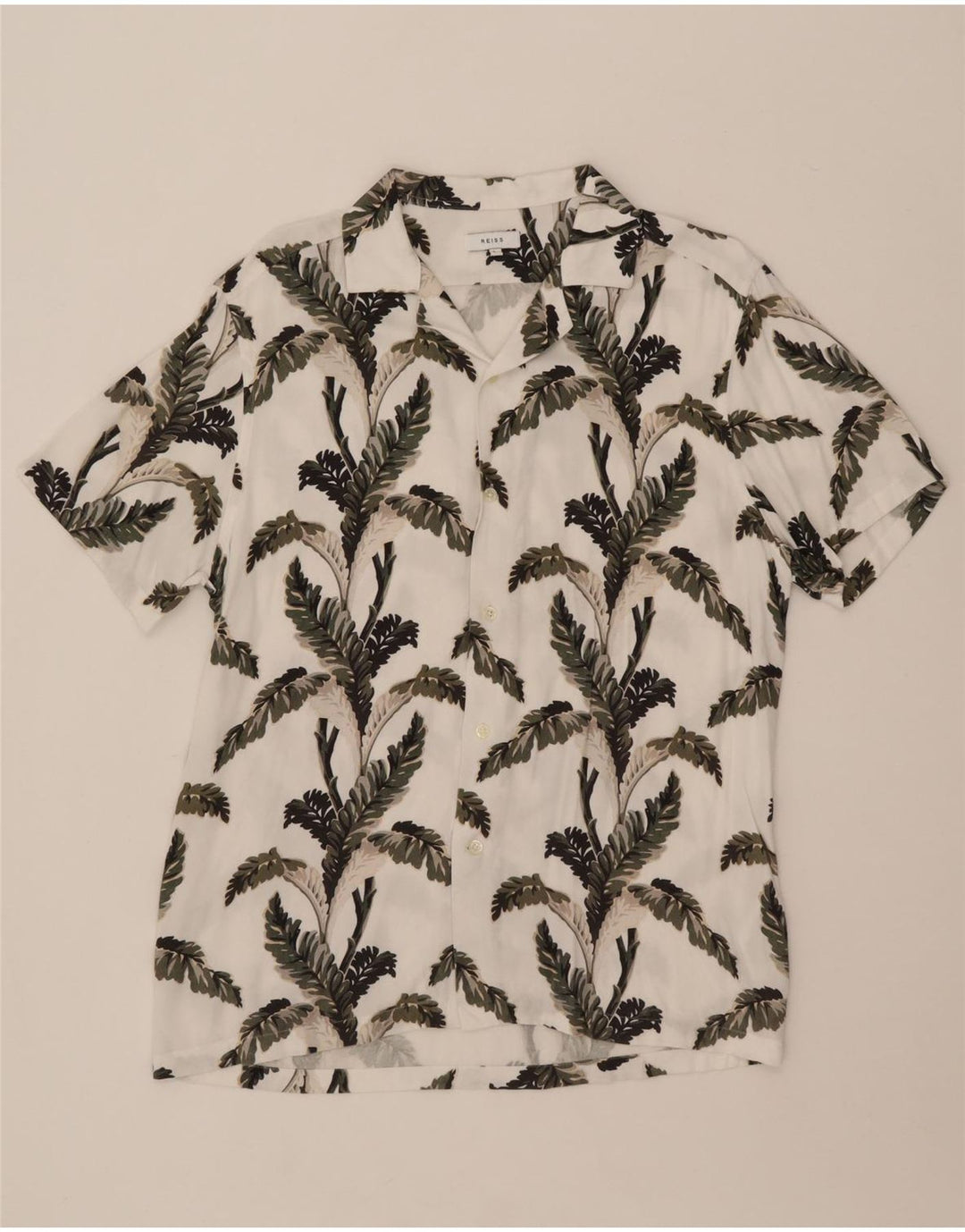 Camisa masculina de manga curta Reiss grande viscose floral branca
