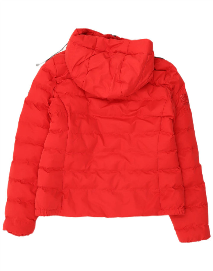 Jaqueta acolchoada com capuz feminina Superdry UK 12 nylon vermelho médio