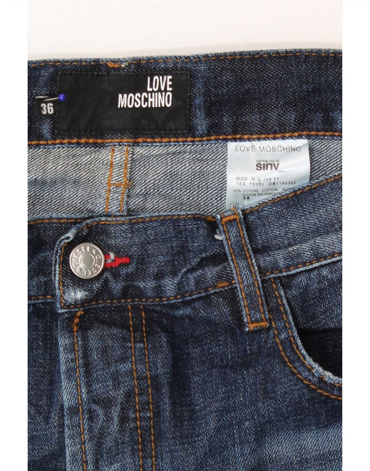 Calça jeans reta masculina Moschino desgastada W36 L36 azul algodão